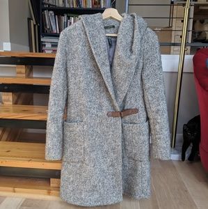 Herringbone tweed wool winter coat